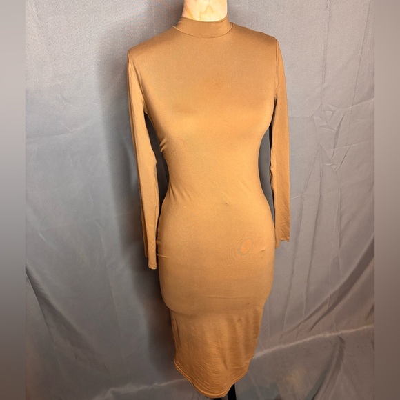 Beige Body Con Dress - Picture 1 of 9